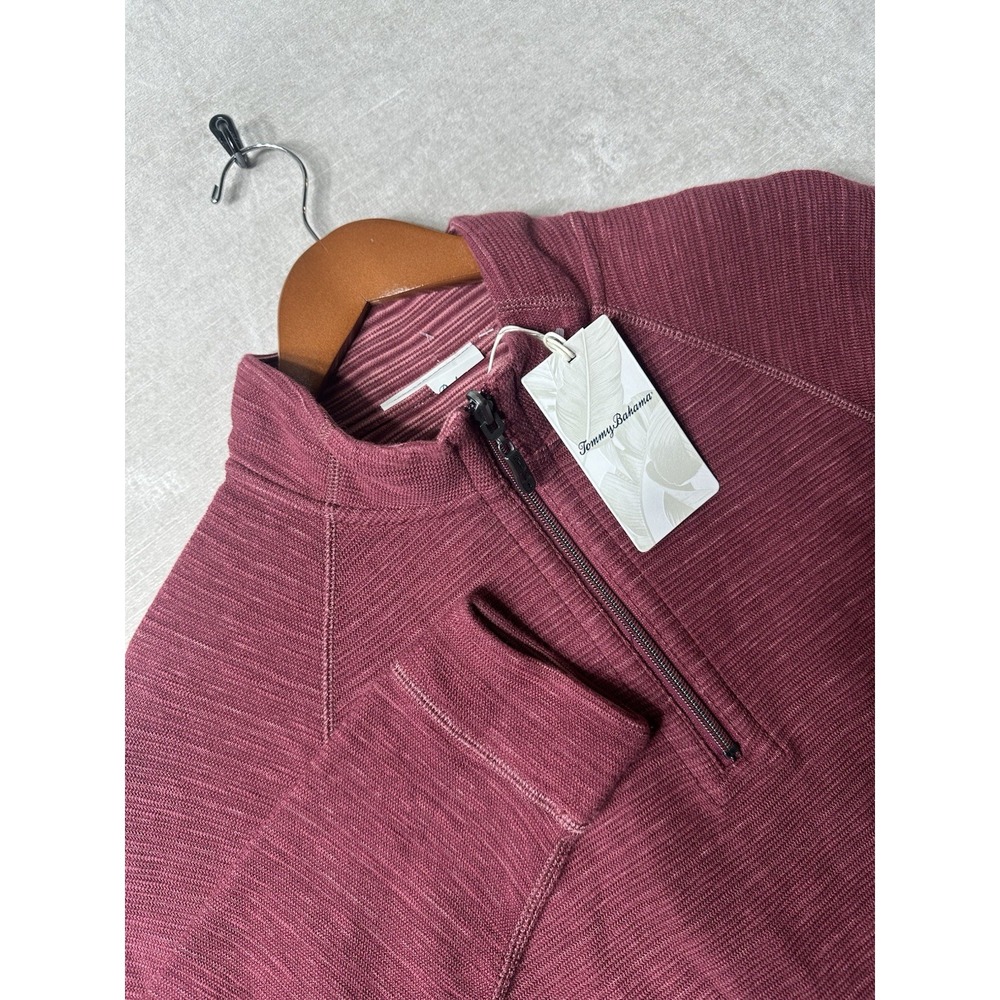 NWTS Tommy Bahama Reversible 1/4Zip Sweatshirt Pullover Men's Medium Red Maroon